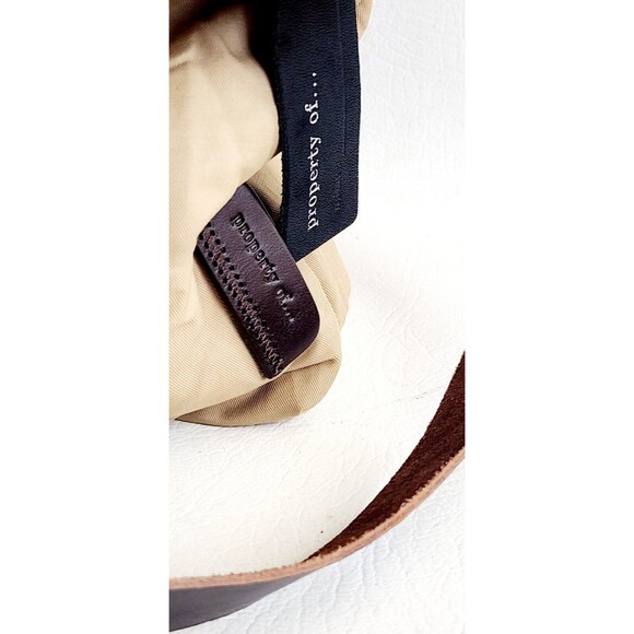 Property Of  Crossbody Messenger Bag Nylon Cotton Blend & Leather Brown Tan - Picture 4 of 10